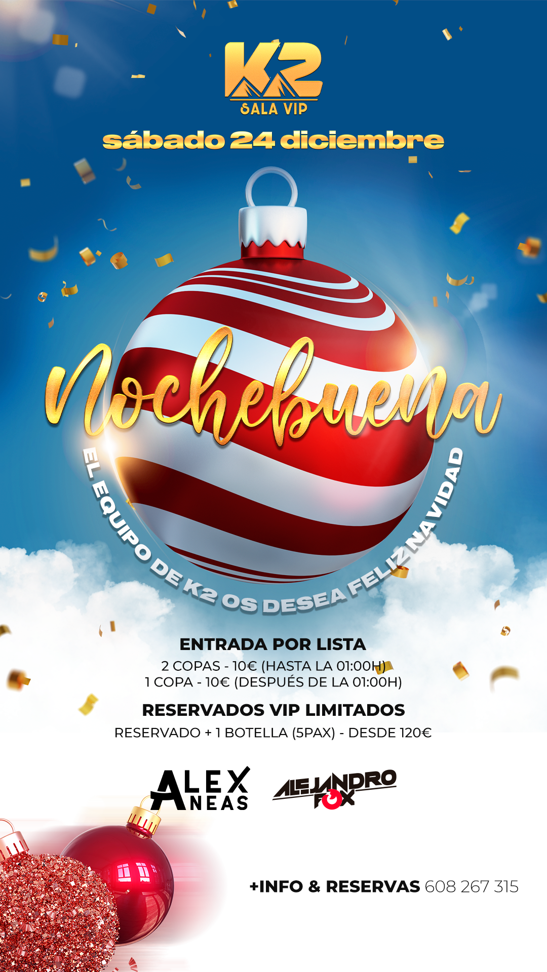 Ticket: Fiesta Nochebuena en Sala K2 2022/12/24 – 2022/12/24 – K2 Sala Vip  | Málaga